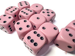 Opaque Pastel Pink 16mm d6 Dice Set (12 Dice)