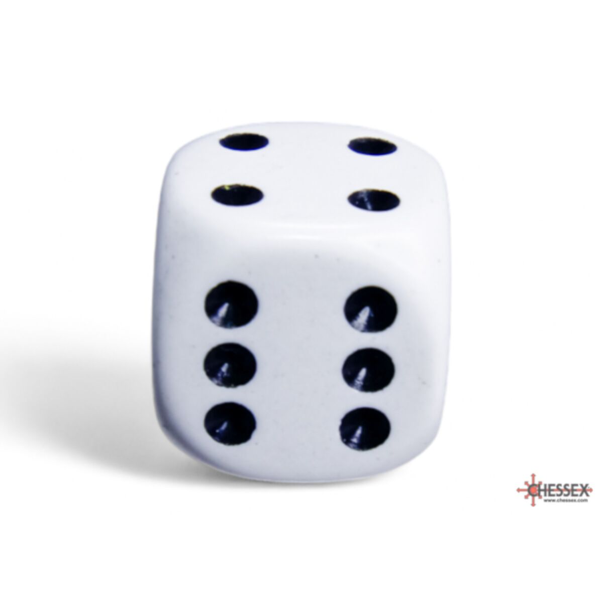 Opaque White/Black 16mm d6 Dice Set