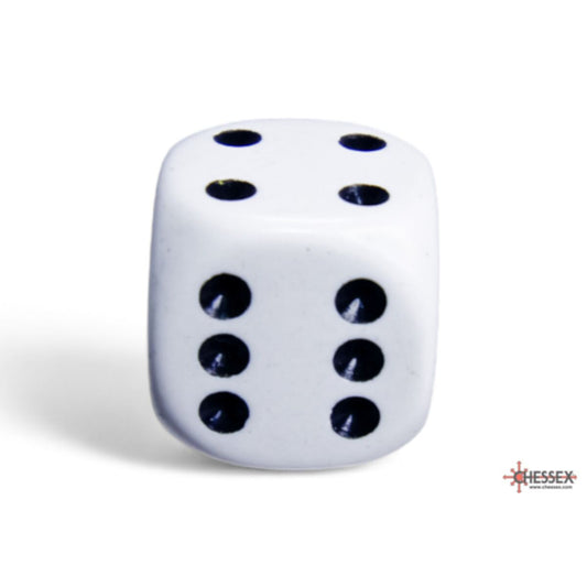 Opaque White/Black 16mm d6 Dice Set