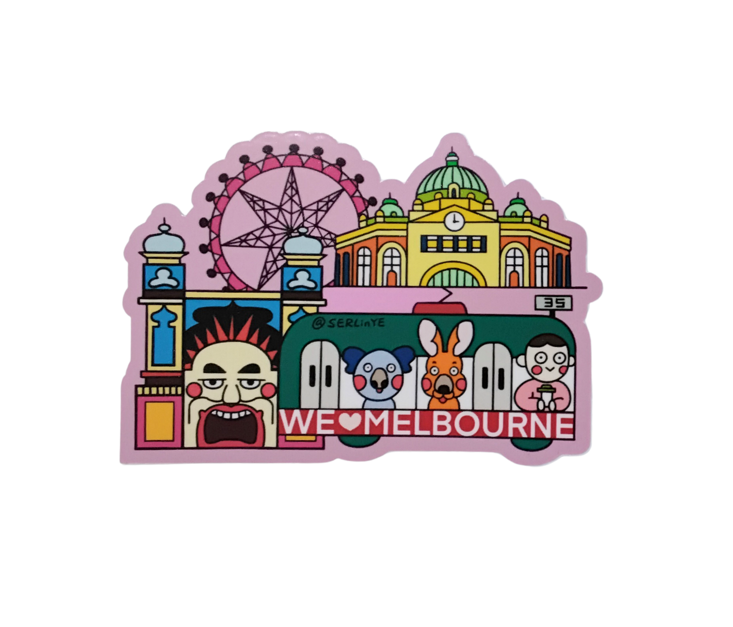 Melbourne Sticker – We ♥ Melbourne (Flinders Street Station, Luna Park & Tram)