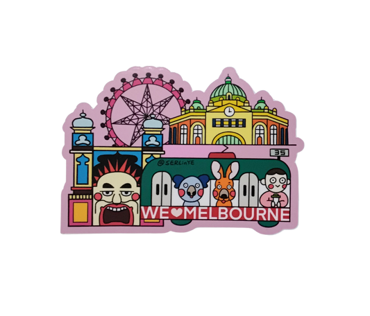 Melbourne Sticker – We ♥ Melbourne (Flinders Street Station, Luna Park & Tram)