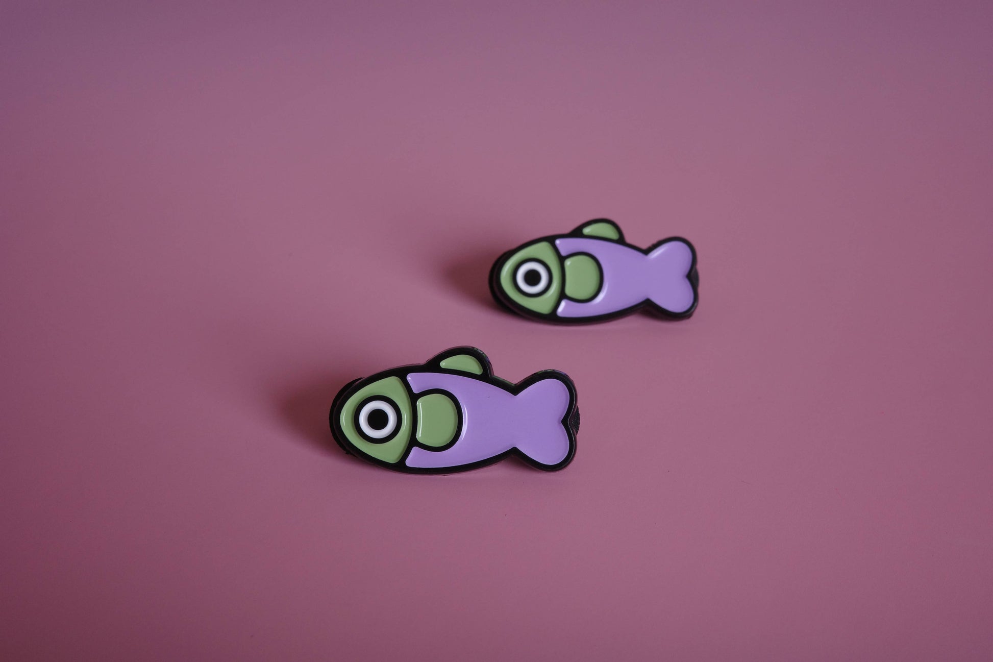 Fish Enamel Pin - Lavender/Sage detail view 5