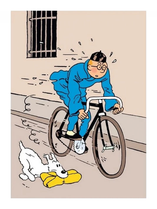 A4 Plastic Sleeve: Tintin & Snowy on Bicycle