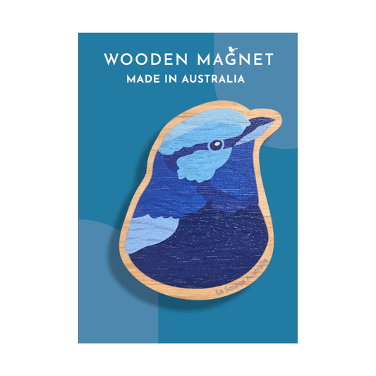 Blue Wren Wooden Magnet