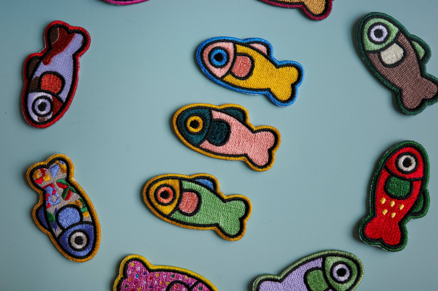Coral/Dark Green Fish Patch detail view 5