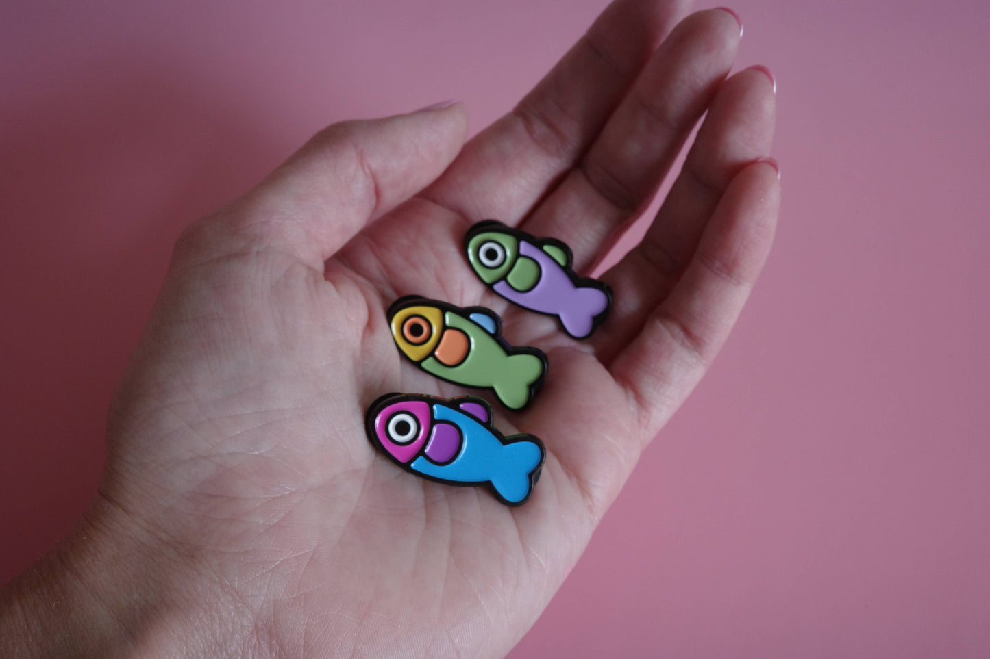 Fish Enamel Pin - Lavender/Sage detail view 10