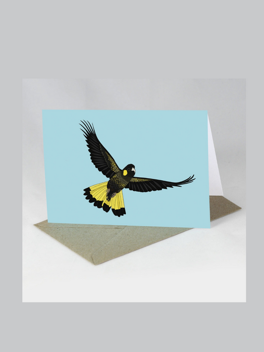 Australian Animal Card - Yellow-tailed Black Cockatoo
