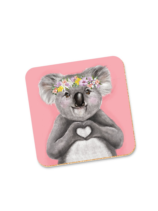Corky Coaster Heart Koala Girl