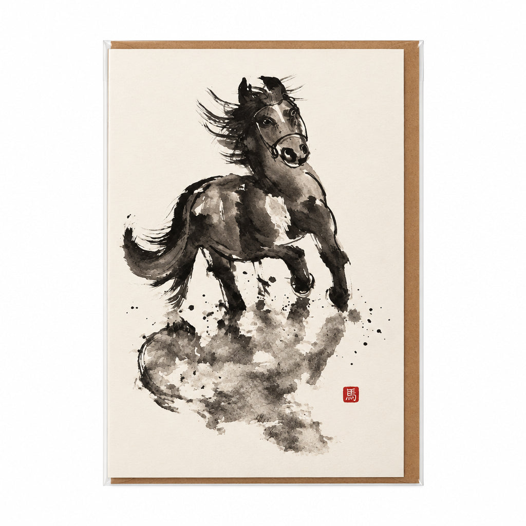 Horse Ink Art Greeting Card