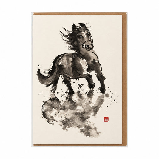 Horse Ink Art Greeting Card
