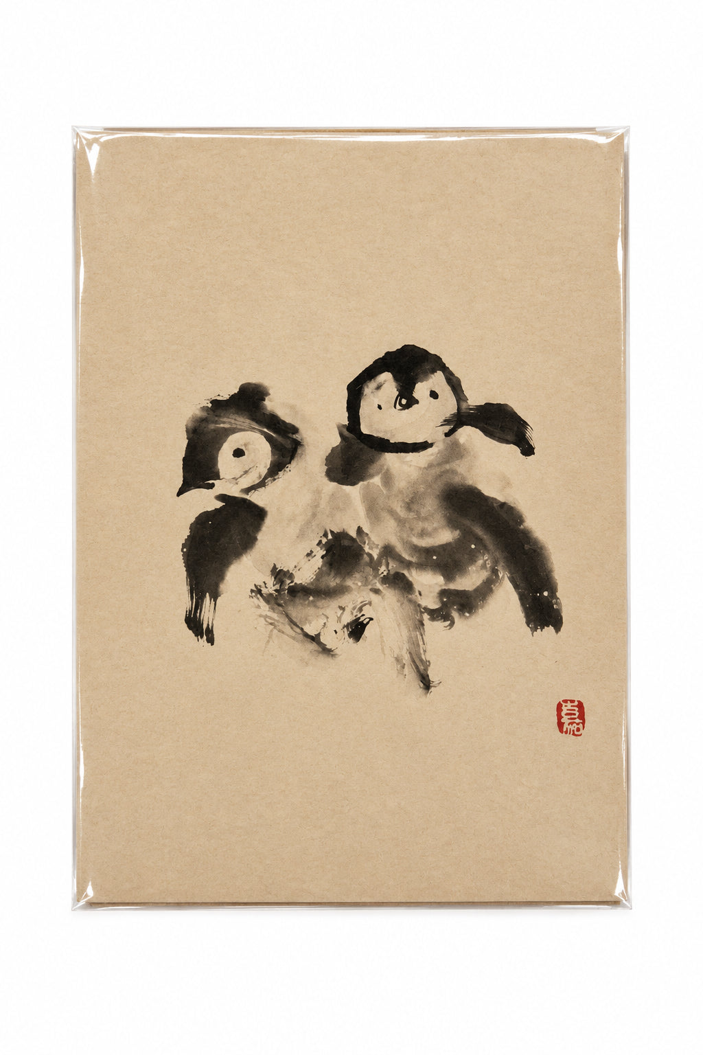 Penguin Ink Art Greeting Card