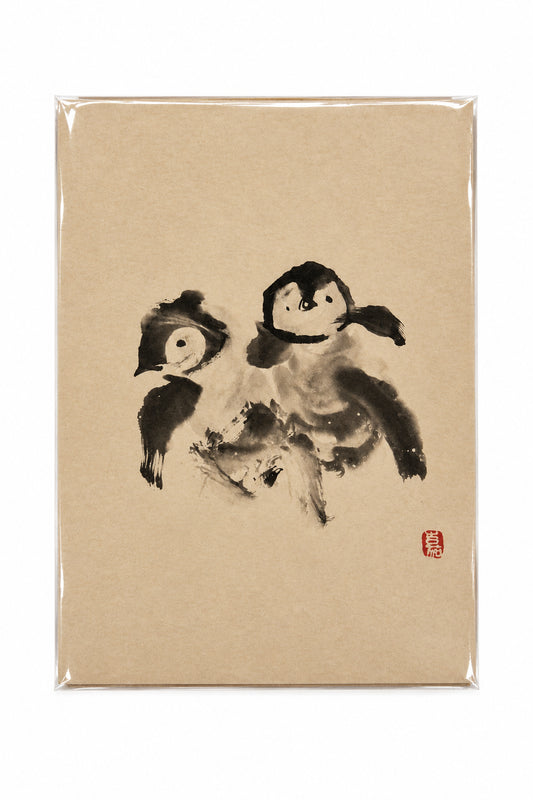 Penguin Ink Art Greeting Card