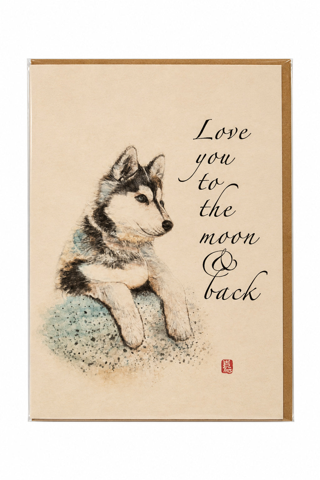 Love You to the Moon & Back Husky Greeting Card