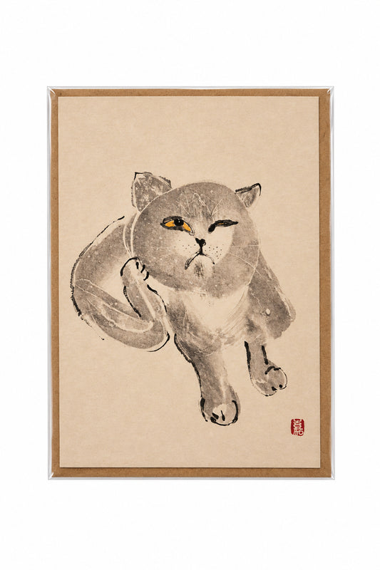 Grumpy Cat Ink Art Greeting Card