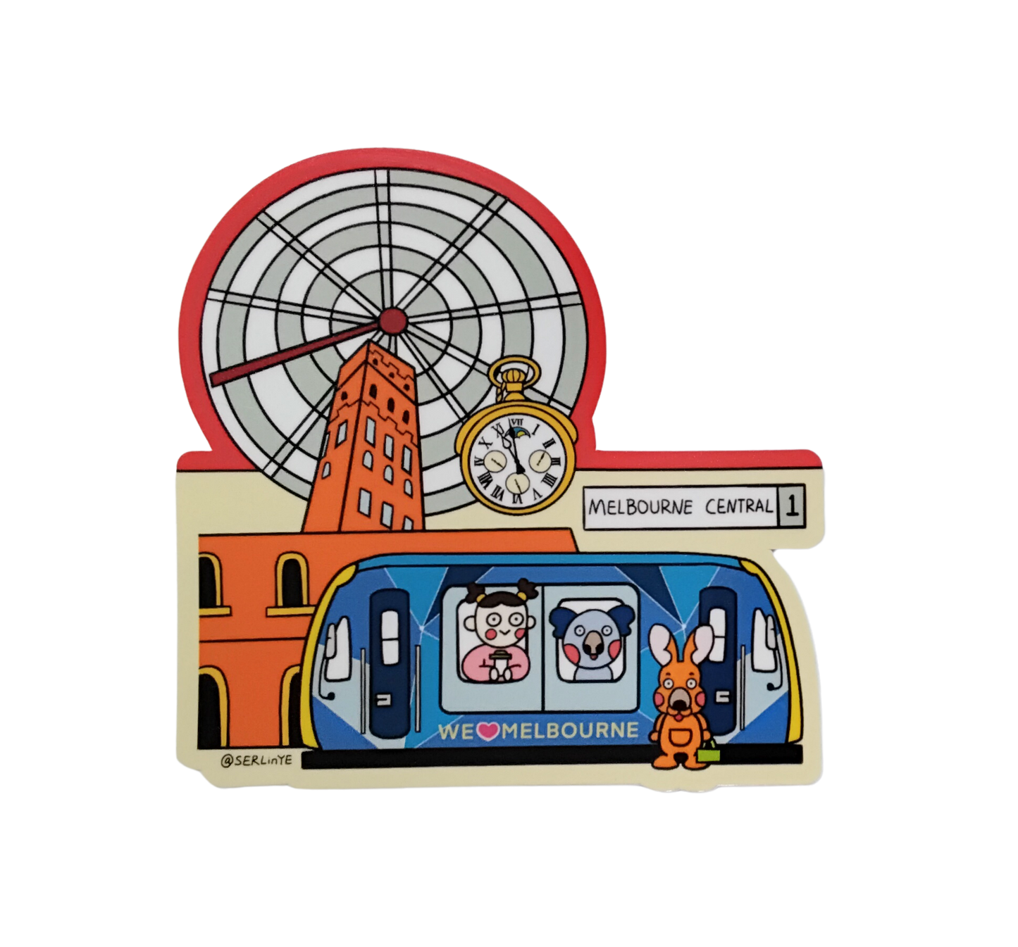 Melbourne Sticker – We ♥ Melbourne (Melbourne Central, Shot Tower & Train)