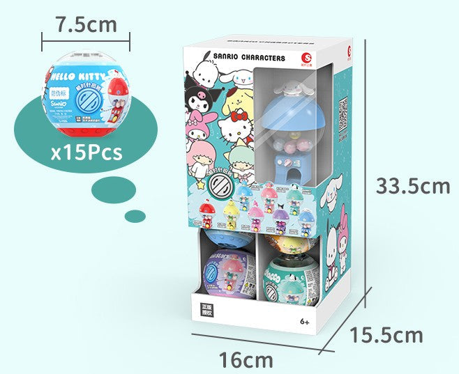 Sanrio mini block gashapon machine display box dimensions
