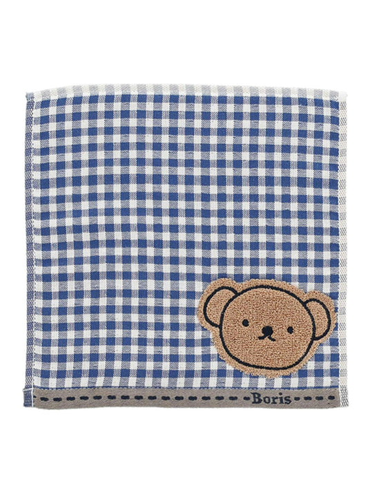 Miffy Boris Bear Gingham Blue Handkerchief Towel