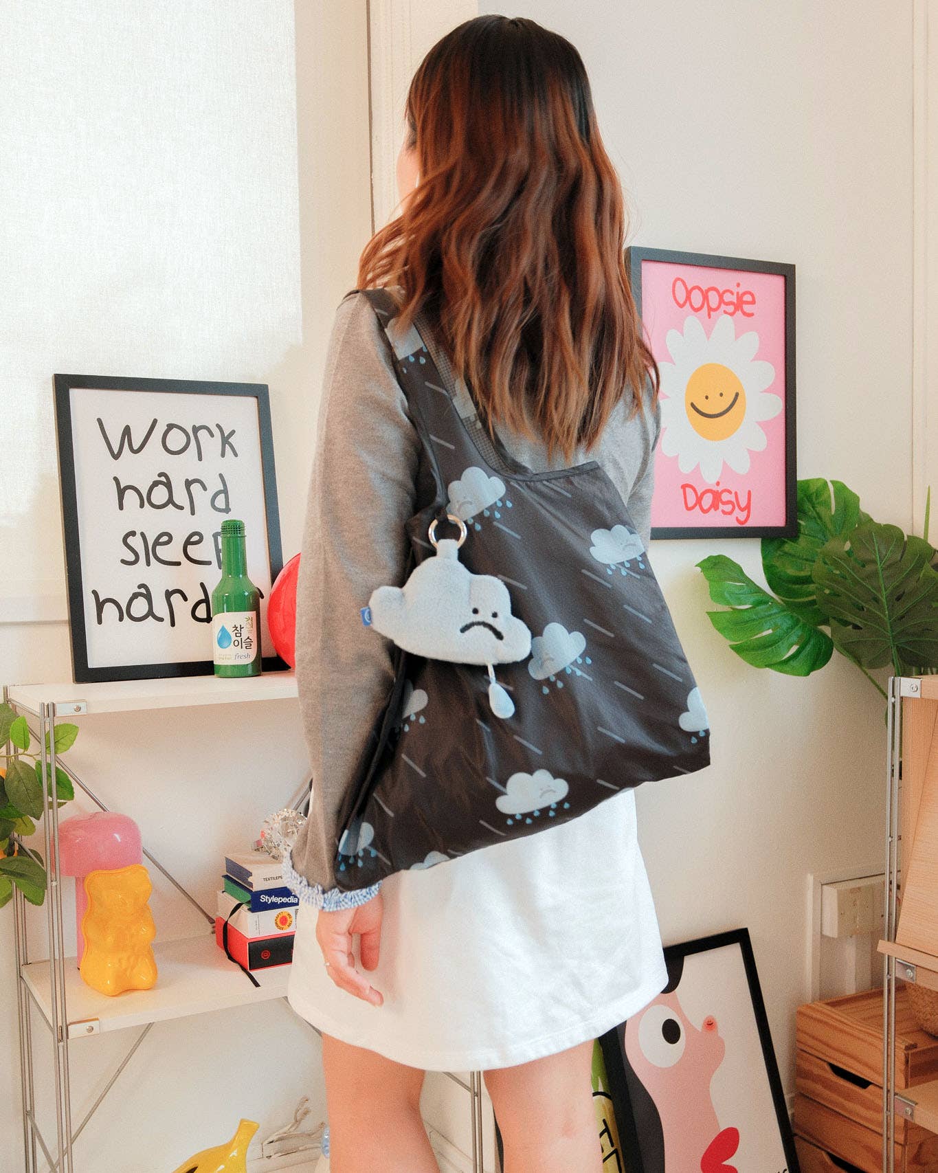 Sad Cloud Plushie Large Reusable Bag