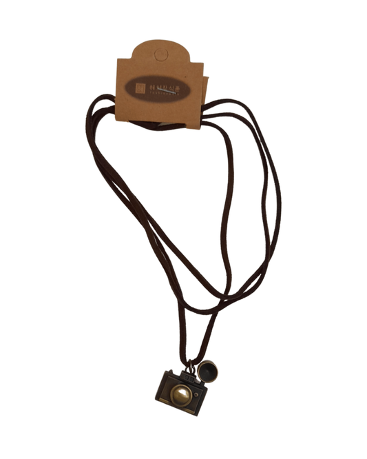 Leather Necklace Brown - Camera