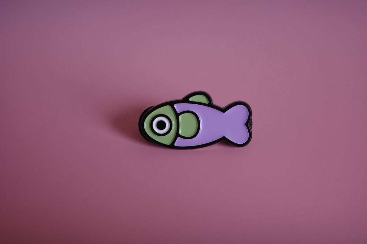 Fish Enamel Pin - Lavender/Sage detail view 4