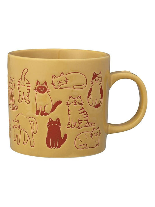 Cat Pattern Mug 240ml Mustard