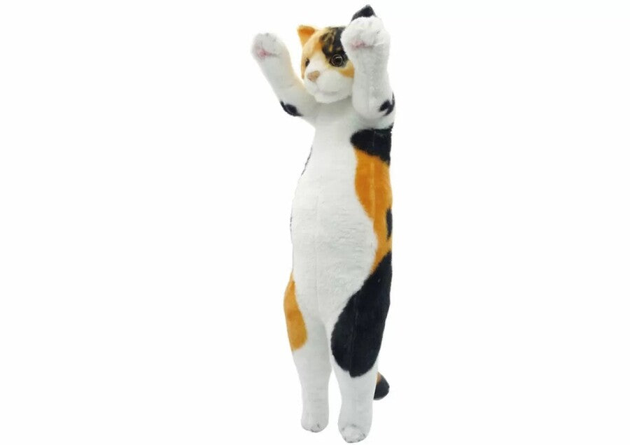 Standing calico cat polyester plush toy 58cm tall