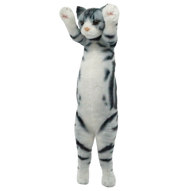 Standing American Shorthair-inspired cat polyester plush toy