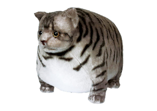 Round silver tabby Fat Cat polyester plush toy
