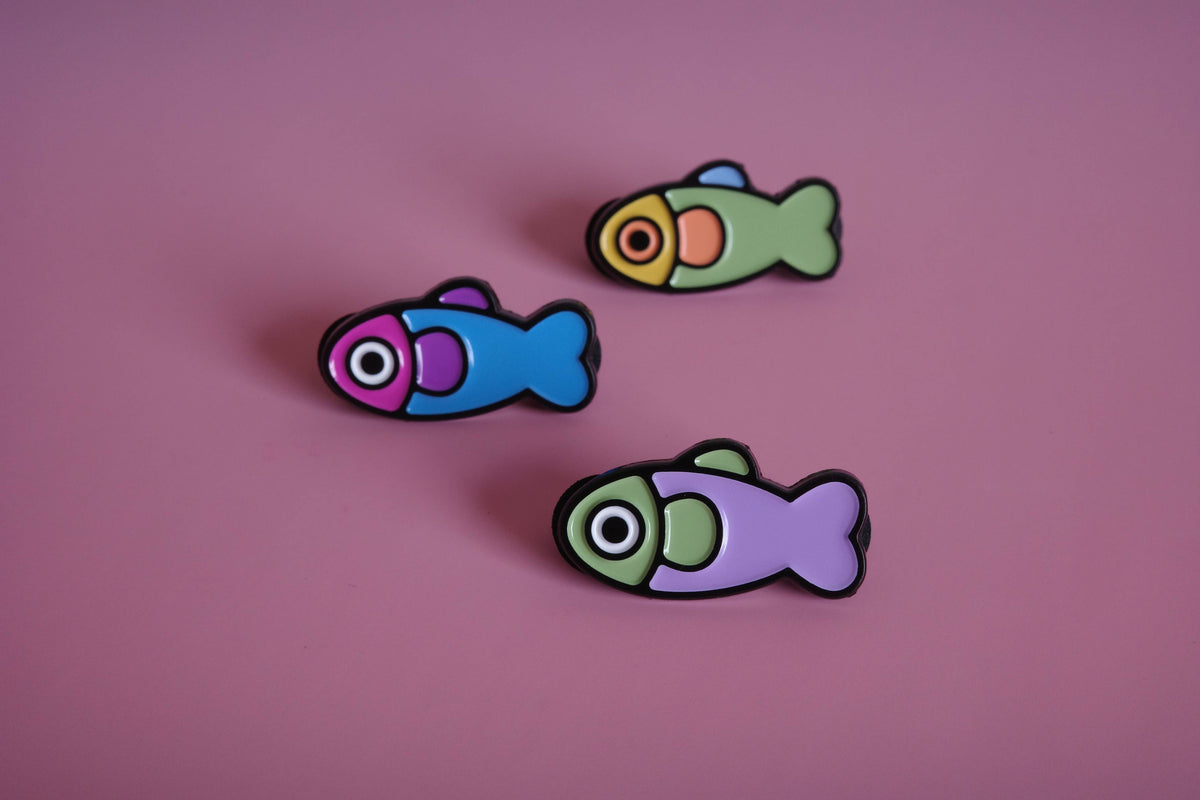 Fish Enamel Pin - Lavender/Sage detail view 7