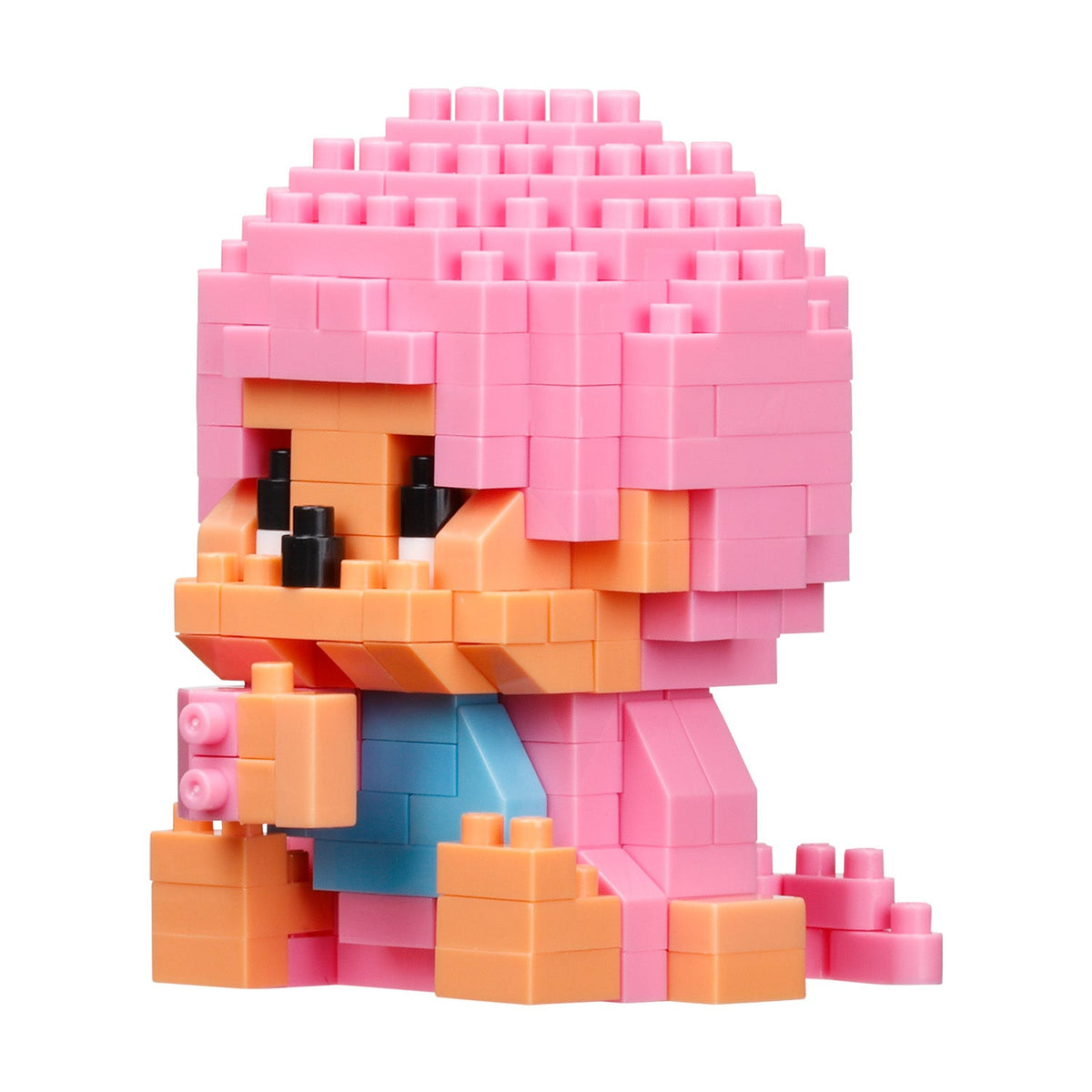 Completed Monchhichi-Kun Taffy Pink nanoblock model