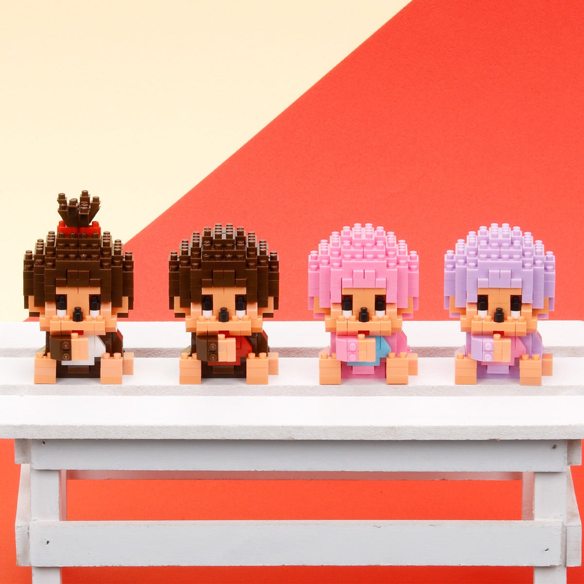 Monchhichi-Kun Taffy Pink nanoblock model size view