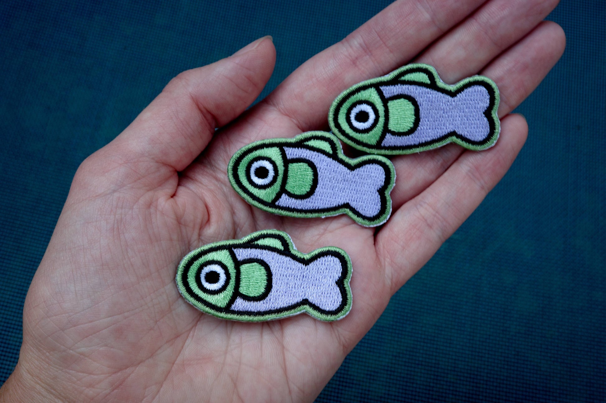 Lavender/Sage Fish Patch detail view 2