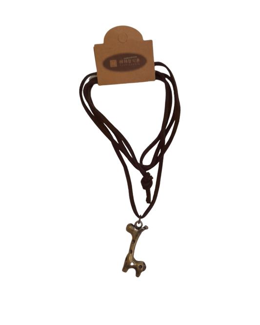 Leather Necklace Brown - Giraffe