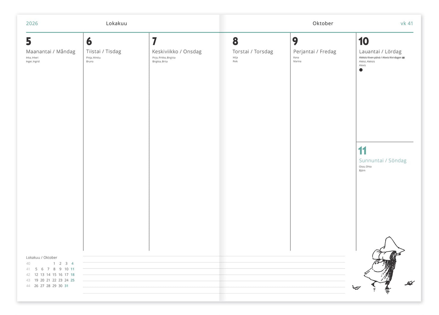 Weekly Diary A5 2026 – Putinki Moomin
