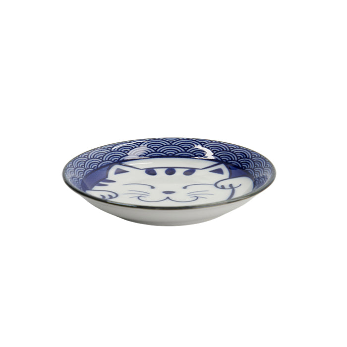 Kawaii Lucky Cat Seikaiha Sauce Plate