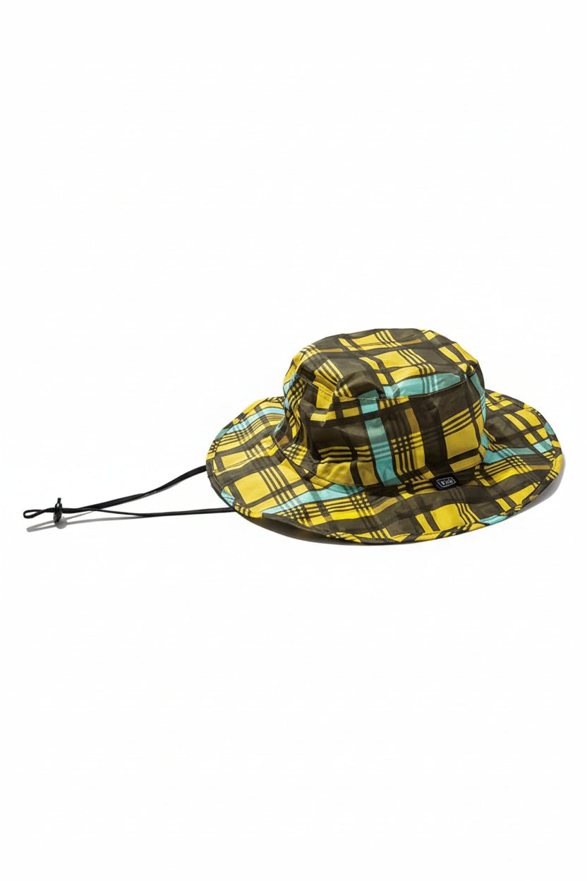 Packable UV & Rain Safari Hat – Checked Yellow