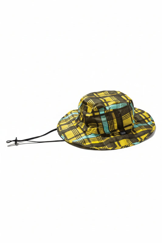 Packable UV & Rain Safari Hat – Checked Yellow