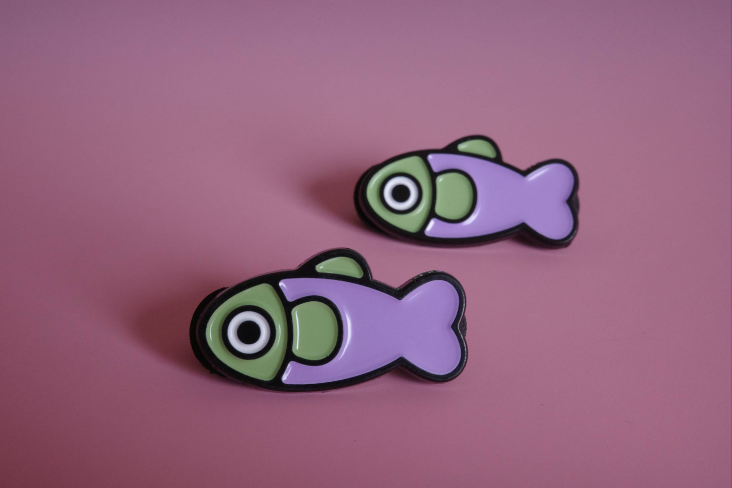 Fish Enamel Pin - Lavender/Sage detail view 3