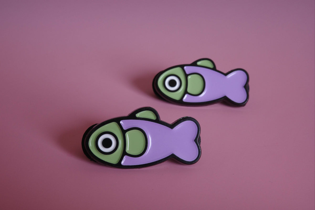 Fish Enamel Pin - Lavender/Sage detail view 3