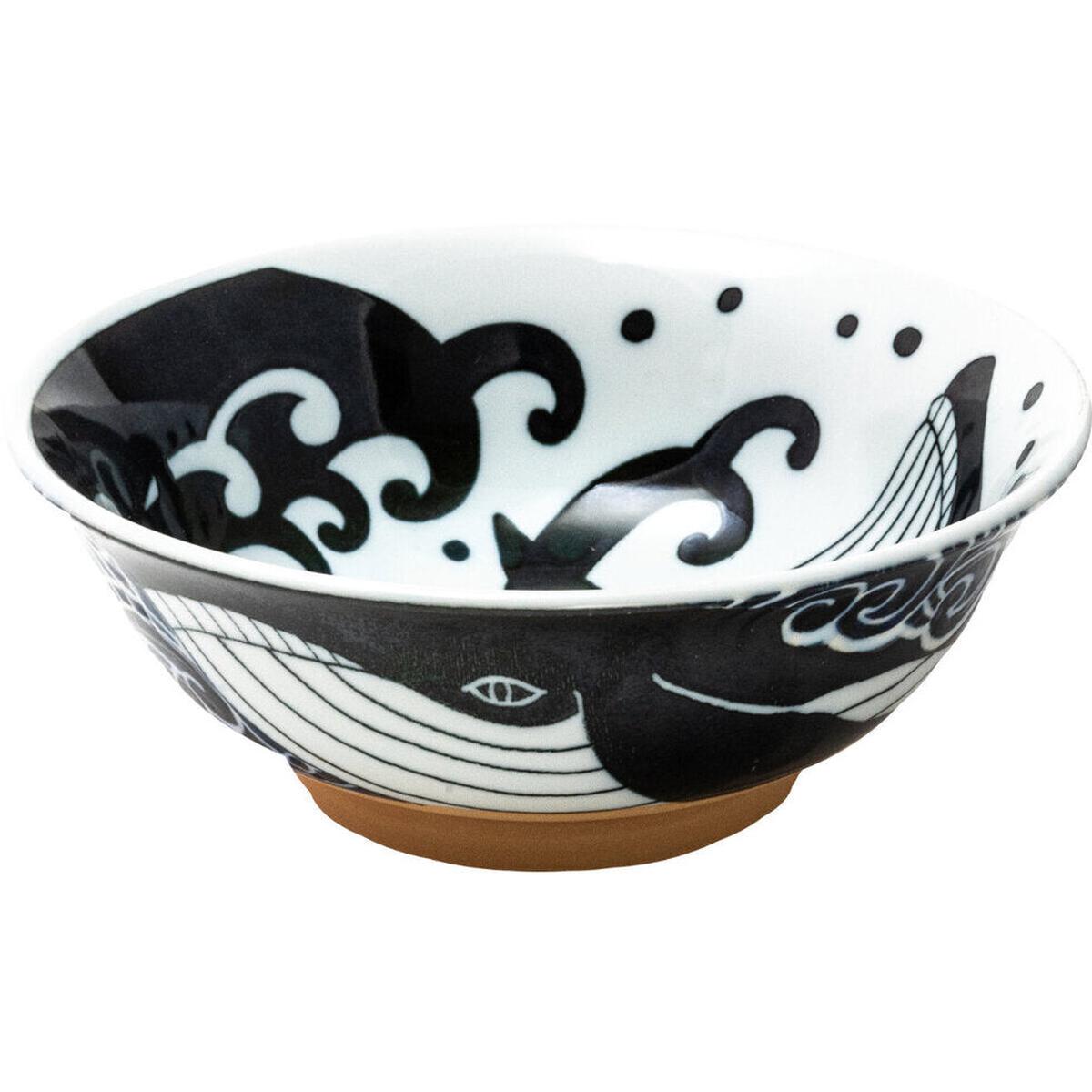 Namikujira large Japanese ceramic bowl with whale and wave artwork