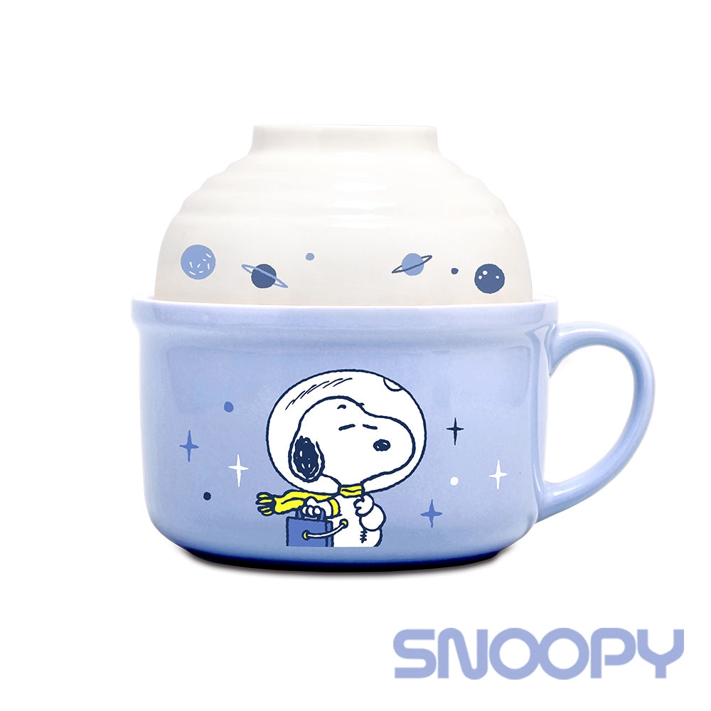 SNOOPY Small Planet Ceramic Soup Bowl 2-Piece Set (blue)