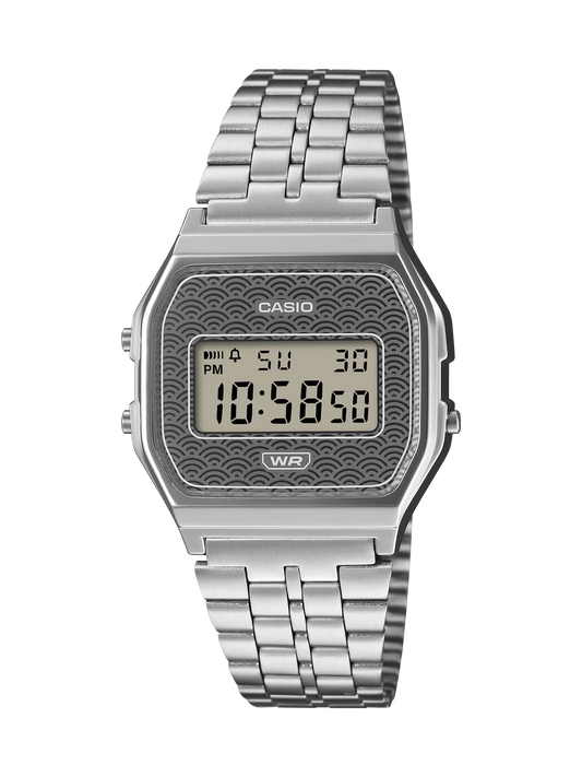Casio A159 Series Made in Japan Digital Watch Seigaiha Wave Pattern