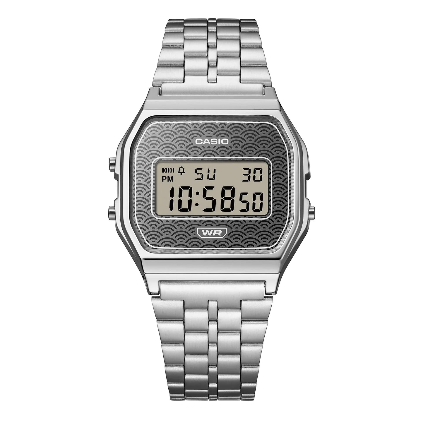 Casio A159 Series Made in Japan Digital Watch Seigaiha Wave Pattern