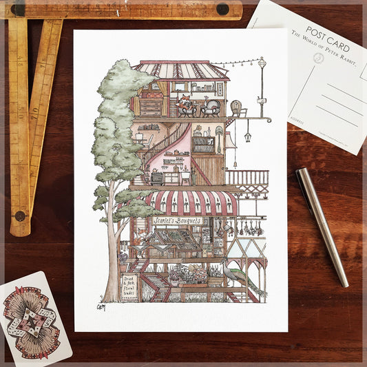 Scarlet's Bouquets - A4 Art Print