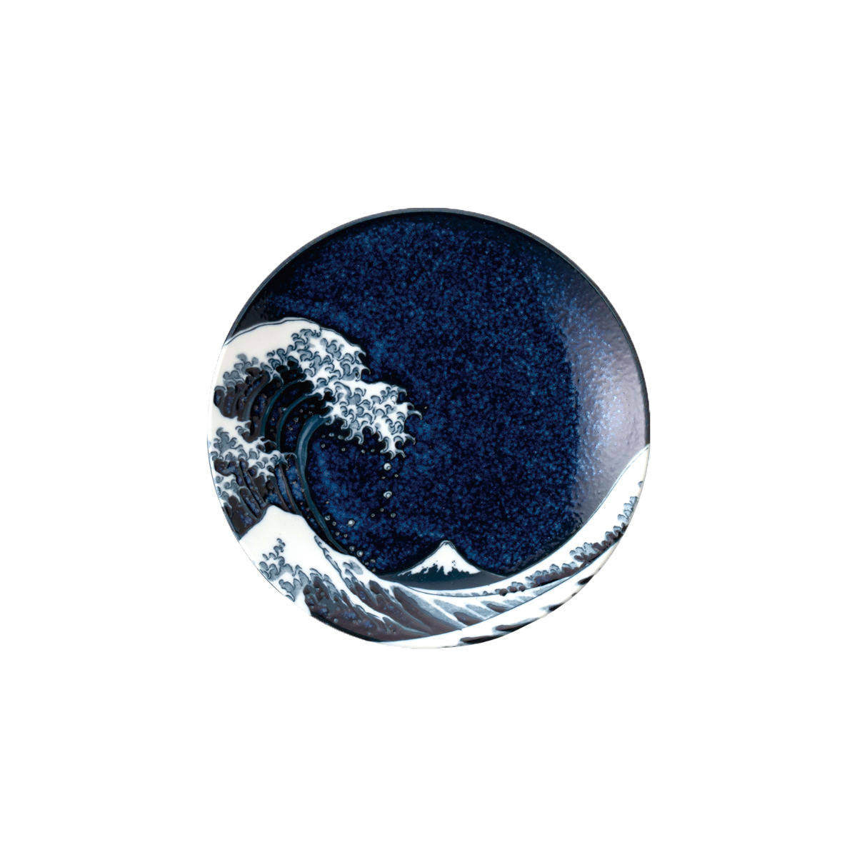Namiura Japanese ceramic side plate with blue Hokusai wave artwork
