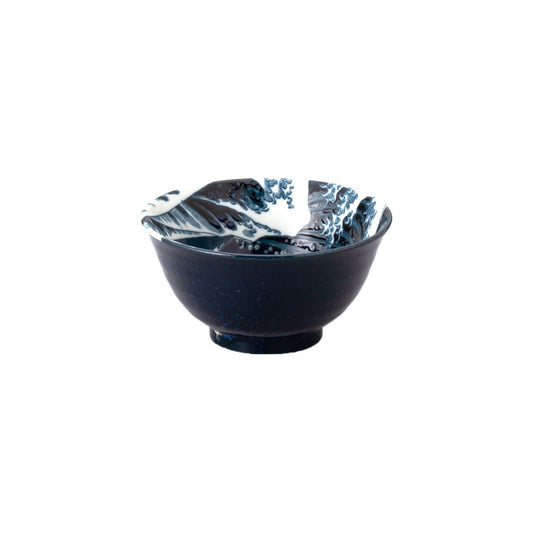 Namiura small Japanese ceramic bowl with Hokusai wave artwork