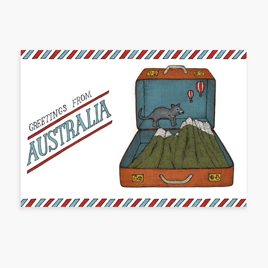 Australia Suitcase Postcard – Tasmania Design