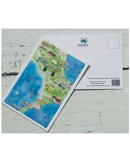 Mornington Peninsula Wine Region Map Postcard A6