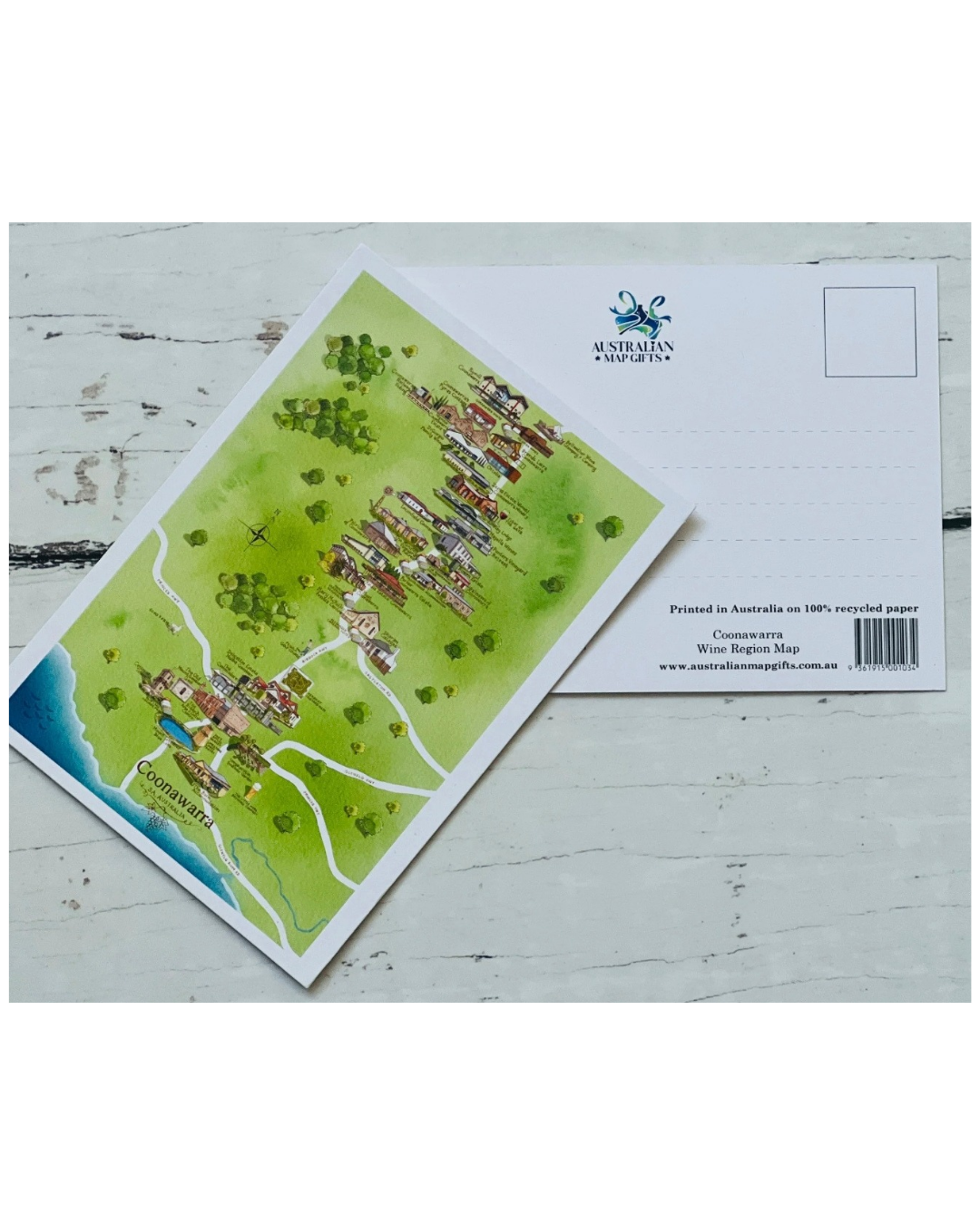 Coonawarra Wine Region Map Postcard A6