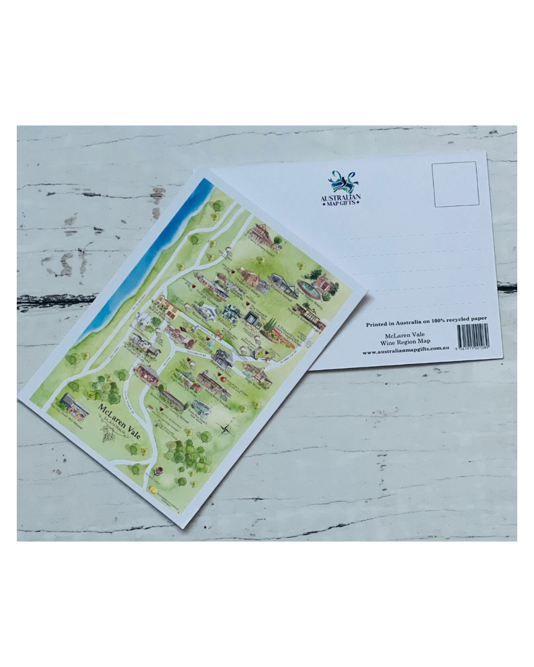 McLaren Vale Wine Region Map Postcard A6